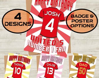 Personalized Manchester United Birthday Card: Number 1 Fan, A5