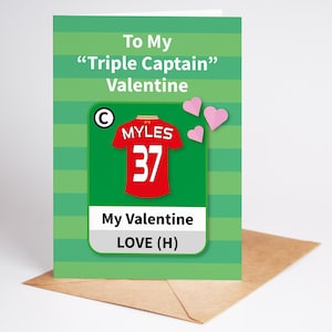 Biglietto di San Valentino personalizzato per la squadra di calcio FPL - Tutte le squadre - Formato A5 - Carta testurizzata di qualità con busta in carta kraft marrone - Triple Captain