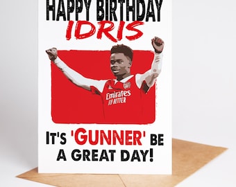 Bukayo Saka Birthday Card - Arsenal England - Personalised A5
