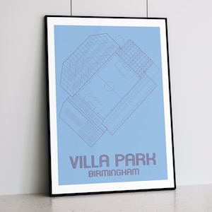Aston Villa - Villa Park - Contemporary Stadium Print Design - 3 Colour Options - A5 - A4 - A3 - 30x40cm