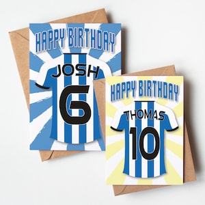 Carte d'anniversaire personnalisée Sheffield Wednesday FC Shirt Age and Name - Grande chemise - 4 modèles - A5 - Enveloppe Kraft de carte texturée de qualité