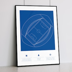 Brighton and Hove Albion - Amex Stadium - Contemporary Stadium Print Design - Quality Gloss Print - A5 - A4 - A3 - 30x40cm