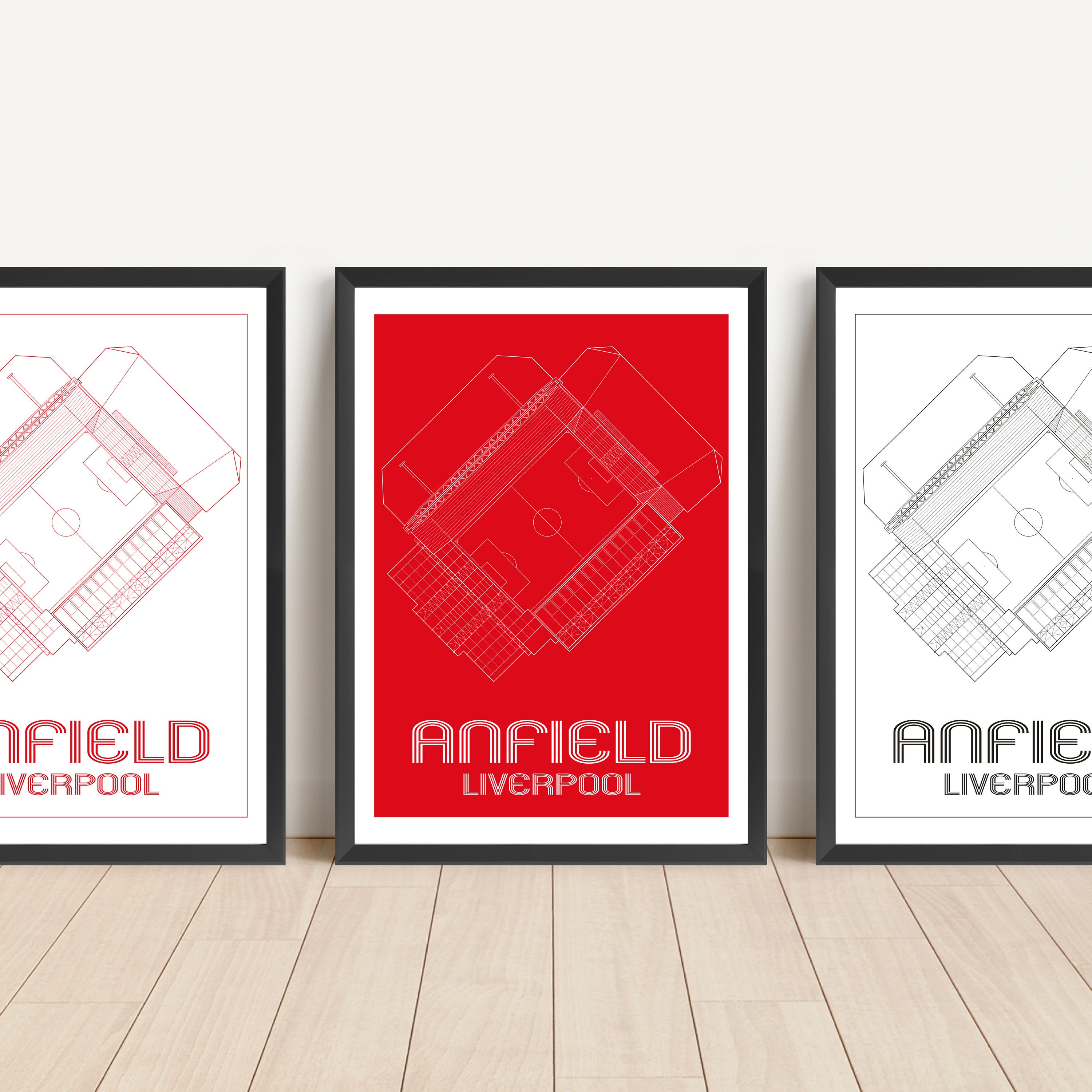 Liverpool Anfield Contemporary Stadium Print Design 3 Colour Options A5 ...