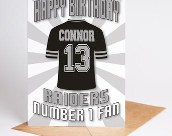 Las Vegas Raiders Birthday Card: Personalized NFL Shirt Design