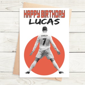 Cristiano Ronaldo - carte d'anniversaire personnalisée - format A5 - carte texturée de qualité avec enveloppe kraft marron