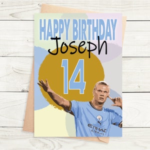 Erling Haaland âge et nom carte d'anniversaire personnalisée - A5 - enveloppe kraft texturée de qualité