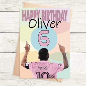 Carte d'anniversaire personnalisée Lionel Messi âge et nom - A5 - enveloppe kraft texturée de qualité