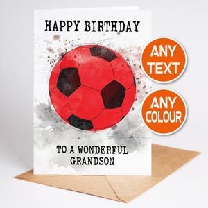 Voetbal bal wenskaart Gepersonaliseerde verjaardagskaart kleinzoon kleindochter zoon dochter vriend moeder vader tekst elke kleur elke gelegenheid