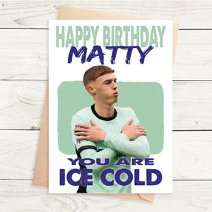 Cole Palmer - Gepersonaliseerde verjaardagskaart - Chelsea FC - Ijskoud - A5 kaartformaat - Kwaliteit getextureerde kaart met bruine Kraft Envelop