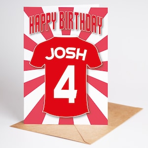Nottingham Forest FC Shirt Alter und Name personalisierte Geburtstagskarte - A5 - 4 Designs Qualität Karte Abzeichen, Schlüsselanhänger, Druck- und Download-Optionen