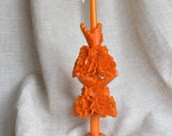 Oaxacan Floral Taper Large Candle Naranja