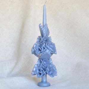 Candela grande Oaxaca Floral Taper Cielo (azzurro chiaro)