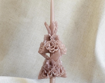 Oaxacan Floral Taper Large Candle “Arena” (sand)