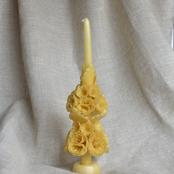 Oaxacan Floral Taper Large Candle  (Ivory)