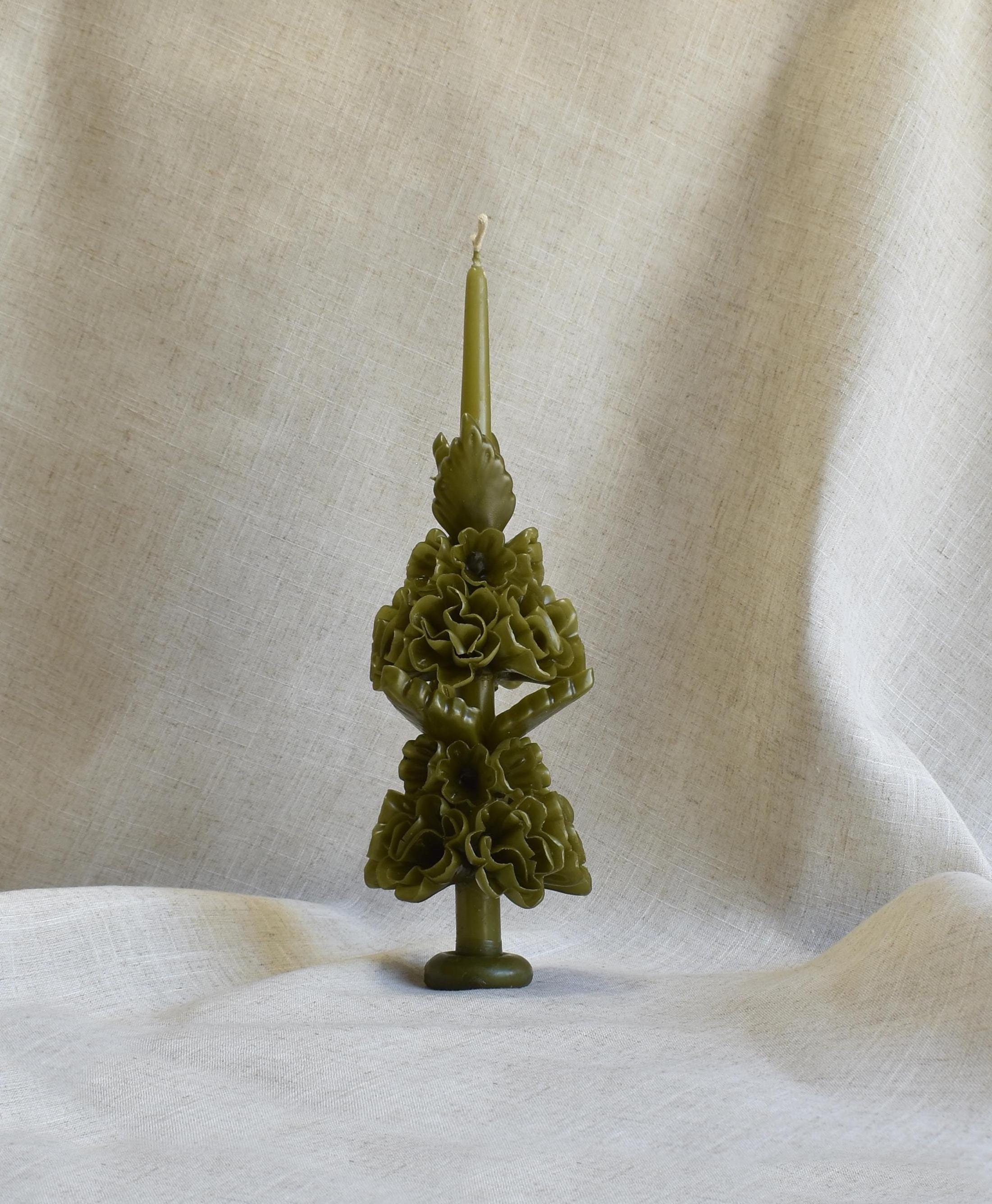 Oaxacan Floral Taper Large Candle "Olivo"