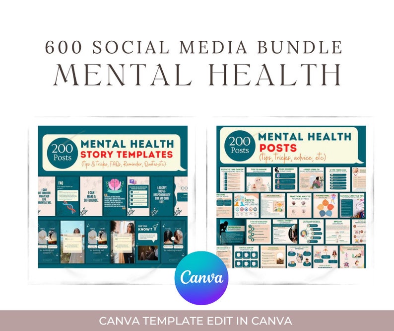 Canva Templates Wellness Posts Mental Health Instagram - Etsy