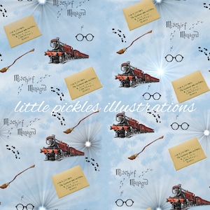 magical wizard seamless design ,pattern design, illustration, hp