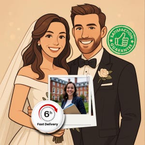 Custom Digital Wedding Portrait - Personalized Cartoon Illustration for Couples, Unique Wedding Gift, Special Custom Art for Newlyweds Gifts