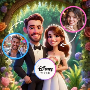 Retratos de novios, regalo de boda personalizado, personaje de Pixar, retrato 3D de pareja de novios, caricatura personalizada, impresiones digitales, regalos