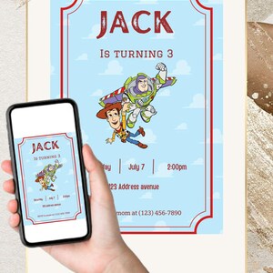 Toy Story Birthday Party Invitation Template, Toy Story Birthday Invitation, Editable and Printable Toy Story Invitation