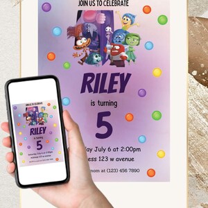 Inside Out Birthday Party Invitation Template, Inside Out Birthday Invitation, Editable and Printable Inside Out Invitation
