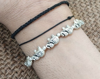 Elephant Design Bracelet, 925 Sterling Silver, Handmade Bracelet, Charm Bracelet, Wedding Jewelry, Silver Meditation Bracelet,  Gift For her