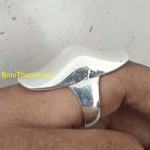 Full Finger Silver Ring Long Ring, Bohemian Jewelry wide Handmade Ring Long Statement Ring Long Tube Ring 925 Sterling Solid Silver Ring