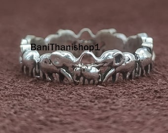 Anillo de elefante para mujer, plata de ley 925, regalo religioso de buena suerte con elefante, anillo para el pulgar oxidado, nuevo diseño.