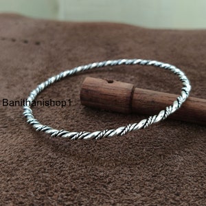 Bohemian Sterling Silver Bangle, 925 Sterling Silver Bangle,Twisted Bangle Bracelet, , Stacking Bangle,Simple Bangle,Women, Boho Bangle