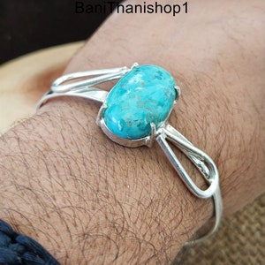Turquoise Bangle, Statement Bangle, Handmade Bangle, 925 Silver Bangle, Boho  Beautiful Silver Bangle,Adjustable Silver Bangle, Cuff Bangle,