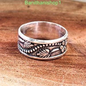 Silver Flower Ring,Handmade Ring,Style Flower Band ,Flower Ring,Boho Ring,925 Sterling Silver Ring,Simple Floral Pattern Ring,Gift for Her