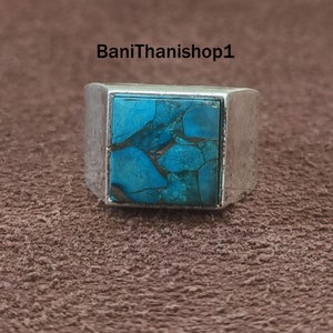 Natural Turquoise Ring, Band Man&#39;s Ring, Turquoise Men&#39;s Ring, Handmade Ring for Him, Statement Ring, All Size