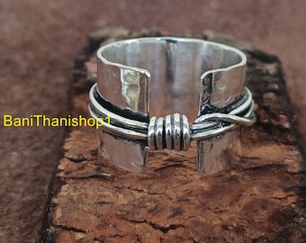 Solid 925 Sterling Silver Ring, Bohemian Jewelry wide Handmade Ring Solid Silver Band Ring for Women,Thick Silver Ring, Thumb Ring Band Ring