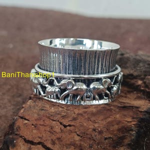 Elephant Spinner Ring,925 sterling silver rings,Elephant Good Luck Gift Religious Ring Gift for her, Thumb Ring New Design Spinner Jewelry