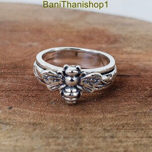 Honeybee Spinner Ring,Unique Boho Jewelry,Friendship Ring, Handmade Ring, Concentration Ring, Fidget Spinner Ring,925 Sterling Silver Ring,