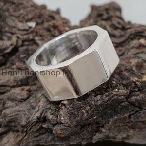 Square Ring ,Modern ring , Nut Solid silver ring,Square Band Ring,Simple Square Ring ,925 Sterling Silver, Stacking Ring,Stylish band Ring,