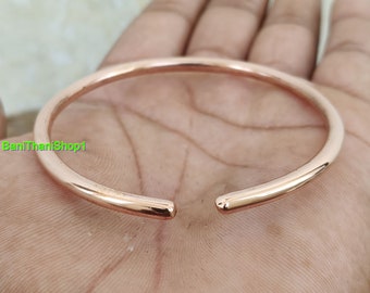 Pure Copper Handmade Cuff  Bangle Unisex Bracelet, Handmade, Plain Copper Armband ,Distressed Simple Stacking Minimalist Adjustable Bangle.