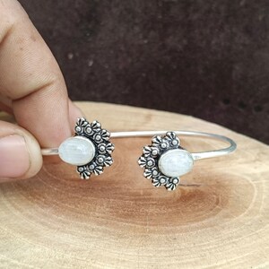 Natural Moonstone Bangle, 925 Sterling Silver Bangle,Adjustable Bangle,Handmade Bangle,Bracelet,Cuff Bangle,Gemstone Bangle, Gift For Her