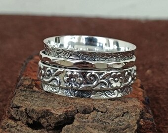 Silver Spinner Ring, Spinner Ring, fidget silver ring,Anxiety Ring, Fidget Ring,Statement Ring,Fidget Ring, Boho Ring, Anxiety Ring,