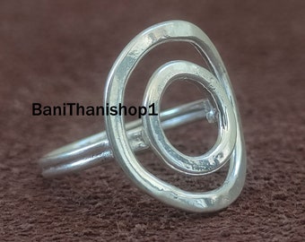 Silver Swirl Ring, Artistic Ring ,Large Swirl Ring, 925 Sterling Silver Handmade Ring,Hippie ~ Bohemian ~ Jewelry ,Dainty Ring, Circle Ring