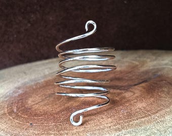 Silver Wrap Ring,Statement Ring,925 Sterling Silver Ring,Wire Wrapped Ring Band, Simple Wide Chunky Long Large Ring,Statement Wrap Ring,