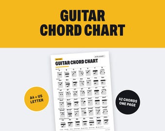 Guitar Chord Chart: Printable One-Page Poster, 42 Chords, A4 and US Letter PDF