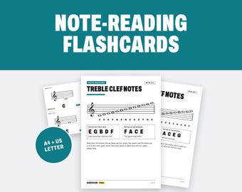 Tarjetas didácticas para leer notas en clave de sol y clave de fa: Pósteres de pentagramas musicales (PDF)