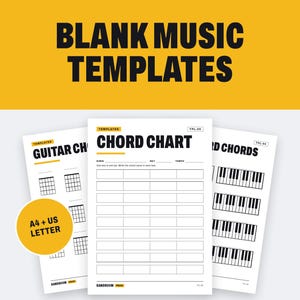 Blank Music Templates: Chord Boxes, Keyboard Diagrams, Staff Paper, A4 and US Letter PDF image 1