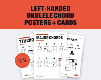 Left-Handed Ukulele Chord Posters & Cards: Classroom Set (Digital Download)