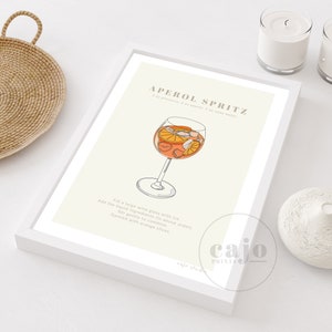 Enseigne pour boisson signature Aperol Spritz Print, recette de cocktail Aperol Spritz, oeuvre d'art pour bar