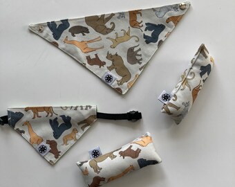 Catnip kicker cat toys | Stuffed toy for kitties | Catmint | Wild African animals pattern | Sets for pets | Continuous line art |