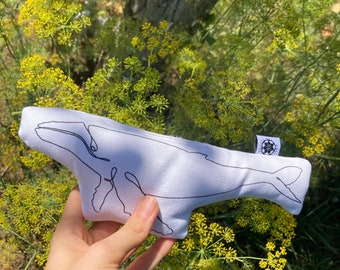 Stuffed animal toy whale | Eco plushie for kids | Continues line pillow filled with kapok