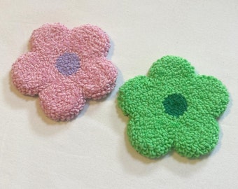 Customizable Daisy coasters Punch needle flower for girls/ women/ moms / wives / grandmas cotton mug rugs, cup holder