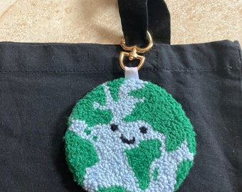 Custom Punch needle keychain planet needle punch bag charms Earth keyring
